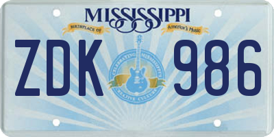 MS license plate ZDK986