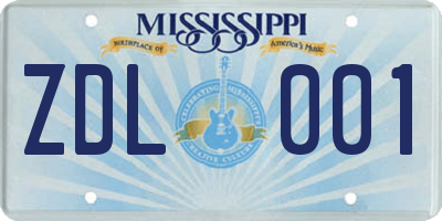 MS license plate ZDL001