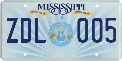 MS license plate ZDL005