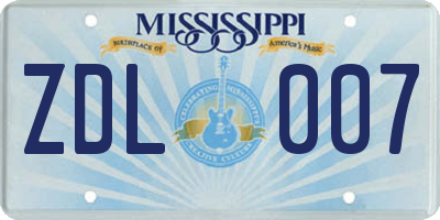 MS license plate ZDL007