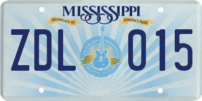 MS license plate ZDL015