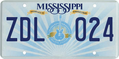 MS license plate ZDL024