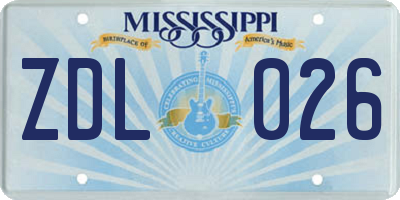 MS license plate ZDL026