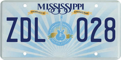 MS license plate ZDL028