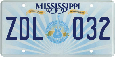 MS license plate ZDL032