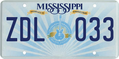 MS license plate ZDL033