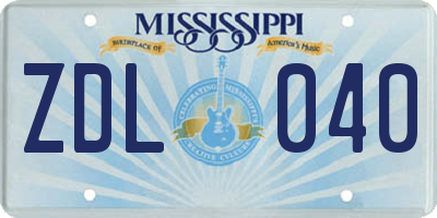 MS license plate ZDL040