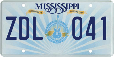 MS license plate ZDL041