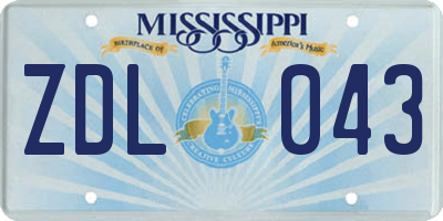 MS license plate ZDL043