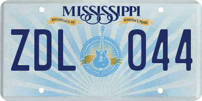MS license plate ZDL044