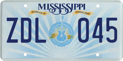 MS license plate ZDL045