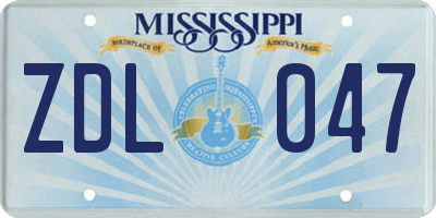MS license plate ZDL047