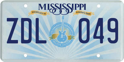 MS license plate ZDL049