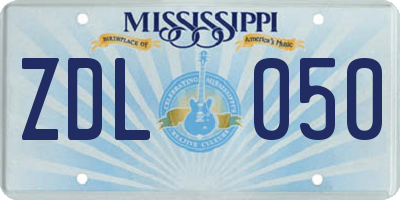 MS license plate ZDL050
