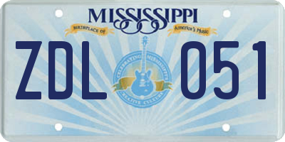 MS license plate ZDL051
