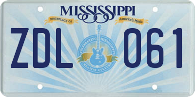 MS license plate ZDL061