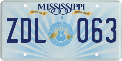 MS license plate ZDL063