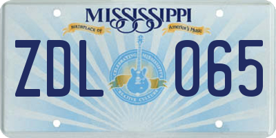 MS license plate ZDL065