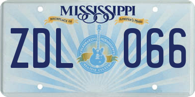 MS license plate ZDL066