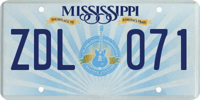 MS license plate ZDL071