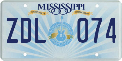 MS license plate ZDL074