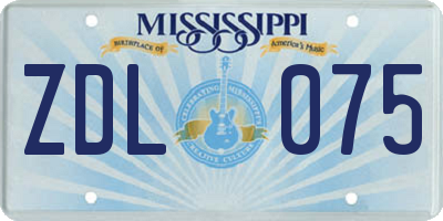 MS license plate ZDL075