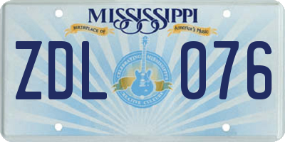 MS license plate ZDL076