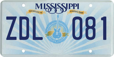 MS license plate ZDL081