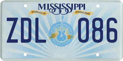MS license plate ZDL086