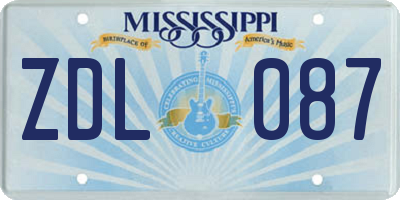 MS license plate ZDL087