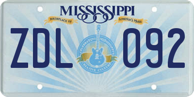 MS license plate ZDL092