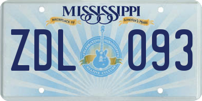 MS license plate ZDL093