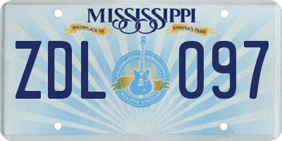 MS license plate ZDL097