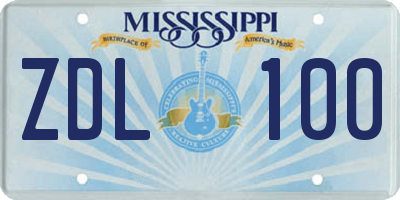 MS license plate ZDL100