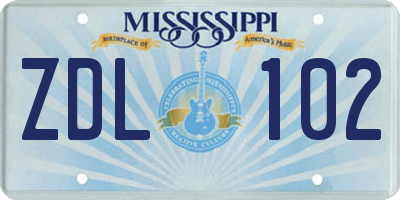 MS license plate ZDL102