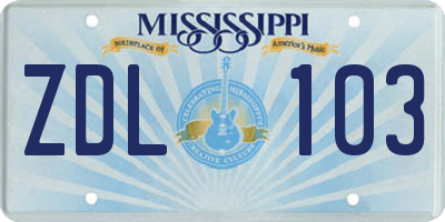 MS license plate ZDL103