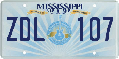 MS license plate ZDL107