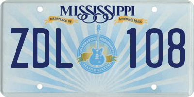 MS license plate ZDL108
