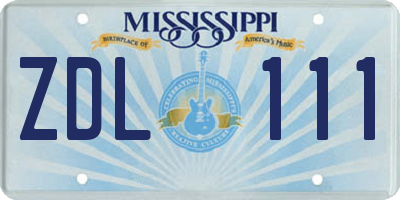 MS license plate ZDL111