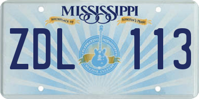 MS license plate ZDL113
