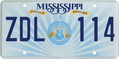 MS license plate ZDL114
