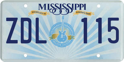 MS license plate ZDL115