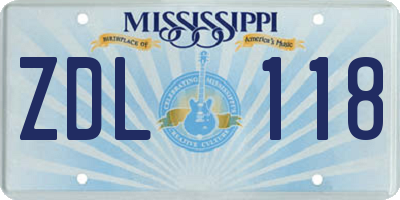 MS license plate ZDL118