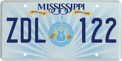 MS license plate ZDL122