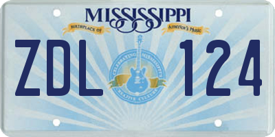 MS license plate ZDL124