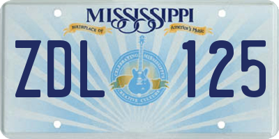 MS license plate ZDL125