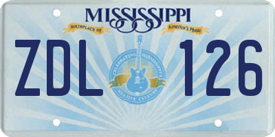 MS license plate ZDL126