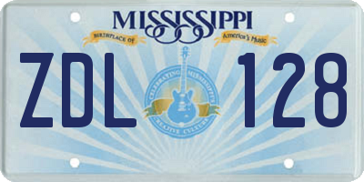 MS license plate ZDL128