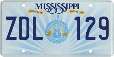 MS license plate ZDL129