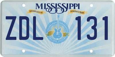 MS license plate ZDL131
